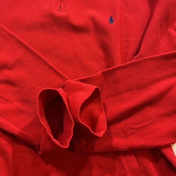 Polo By Ralph Lauren 💯 Cotton Men’s Sweater Pullover Red 1/4 Zip - Picture 12 of 16